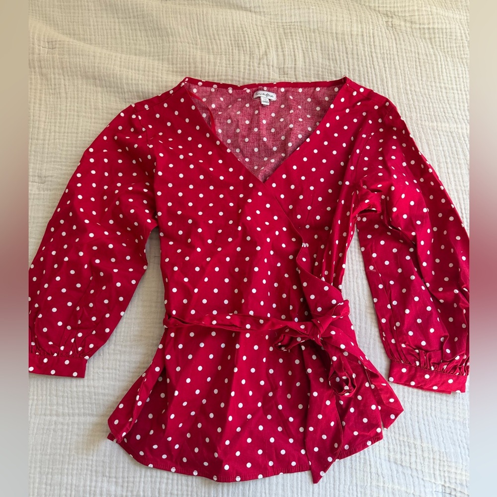 Polka Dot Wrap Top